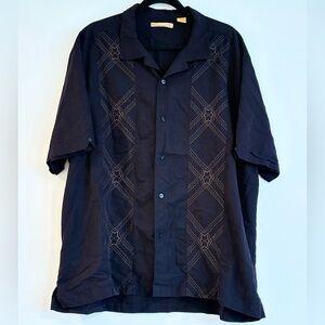 Men's Black Cuban Short Sleeve Shirt